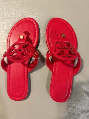 Women’s Red Cutout Thong Sandals